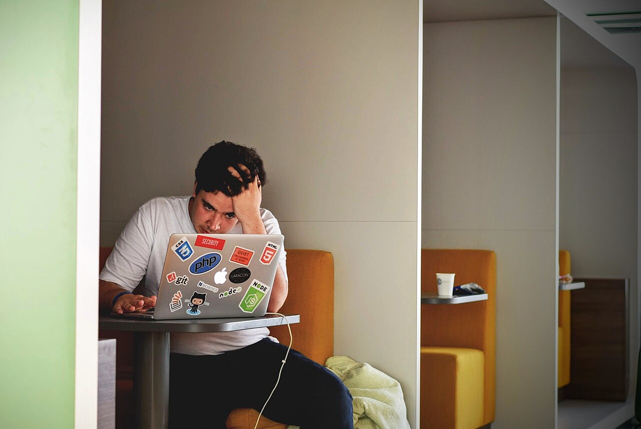 A person using a laptop