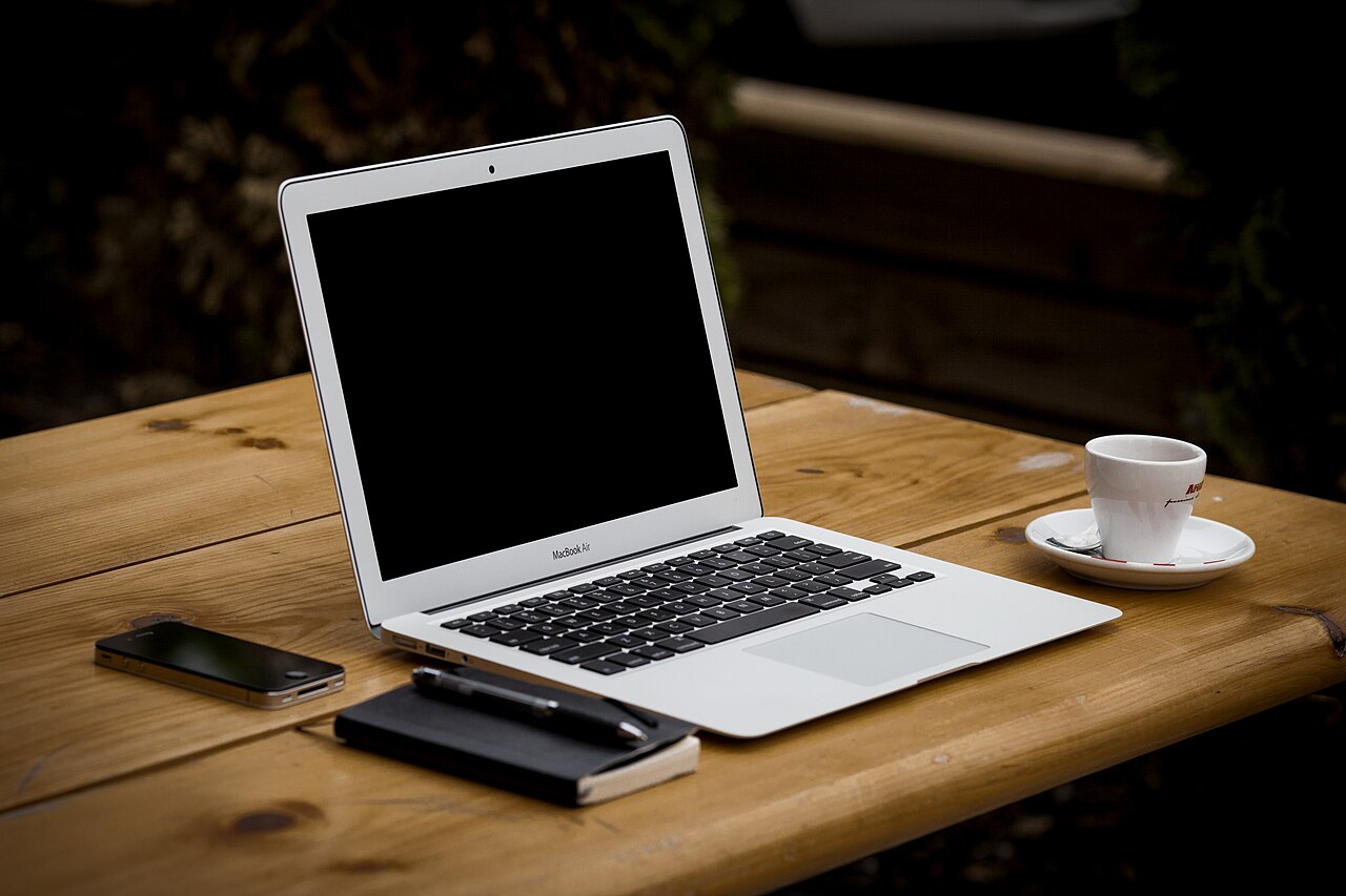 A laptop computer on a surface